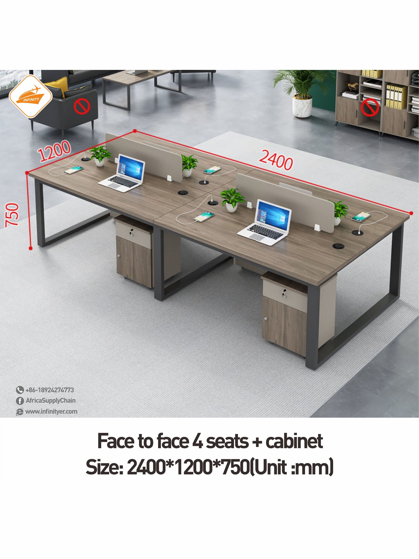 Modern Furniture Desk Computer Office Table Wooden Workstation