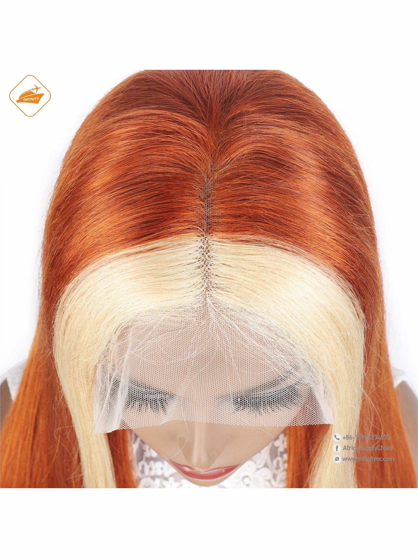 lace wig 13*4  新款色发 ginger挑染613-直条