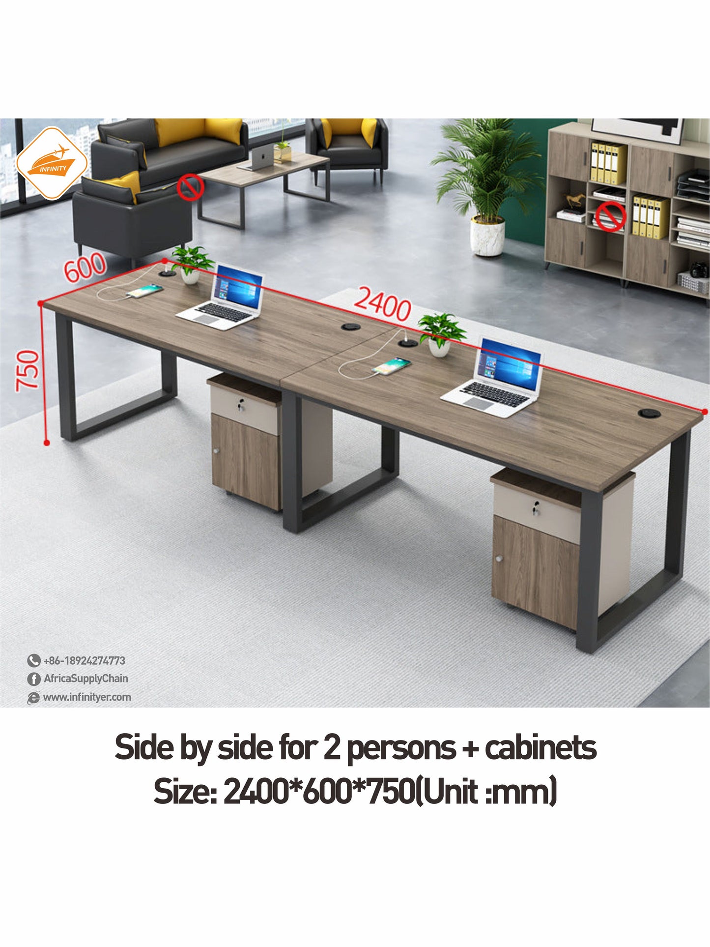 Modern Furniture Desk Computer Office Table Wooden Workstation