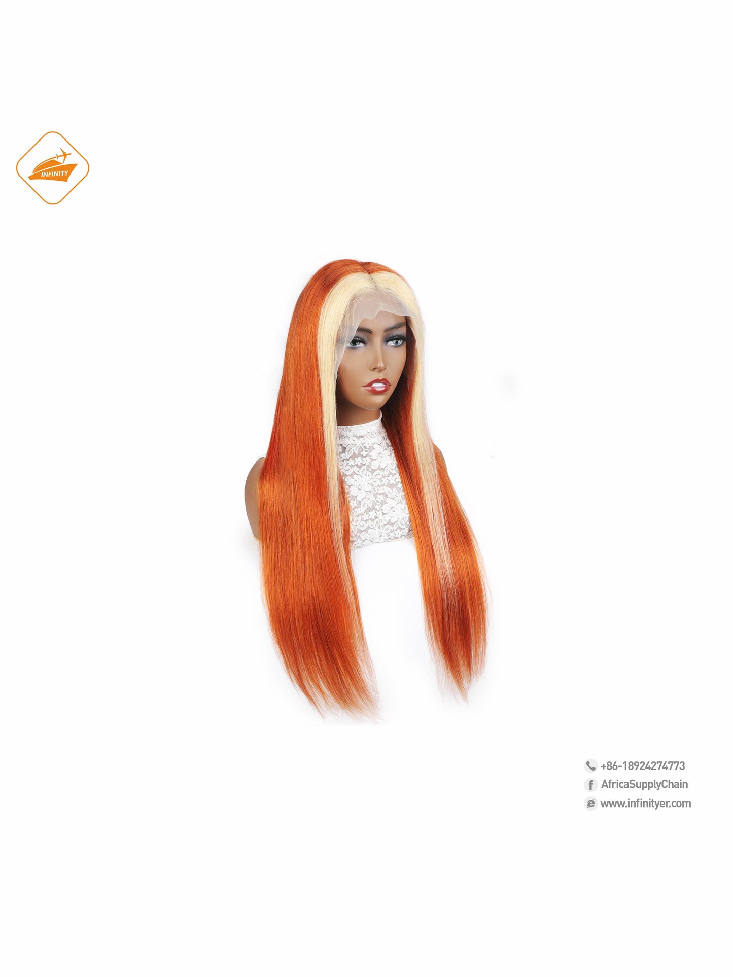 lace wig 13*4  新款色发 ginger挑染613-直条