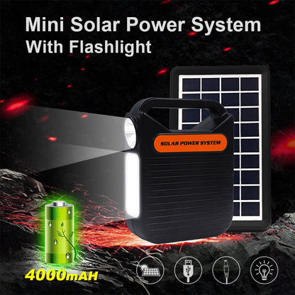Portable Power Station Mini Portable Solar Lighting with Solar Panel Emergency Backup Power Camping