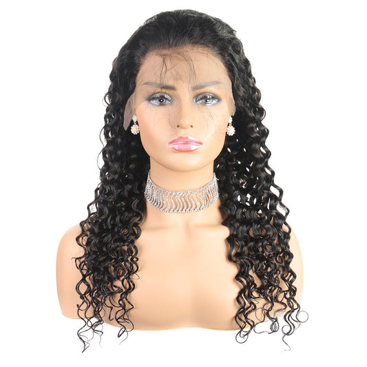 4*4 Closure Human Hair Lace Wig Raw Brazilian Human Hair Deep Wave for Black Women