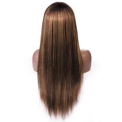 4*4 Closure Human Hair Lace Wig Raw Brazilian Human Hair P4/27 Straight for Black Women