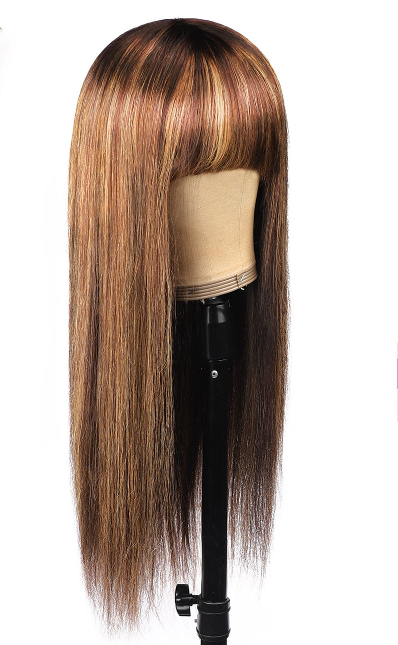 4*4 Closure Human Hair Lace Wig Raw Brazilian Human Hair P4/27 Straight for Black Women