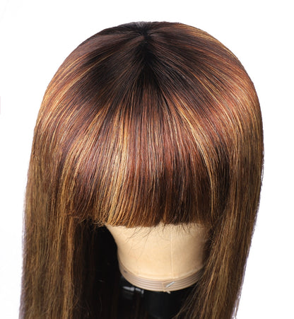 4*4 Closure Human Hair Lace Wig Raw Brazilian Human Hair P4/27 Straight for Black Women
