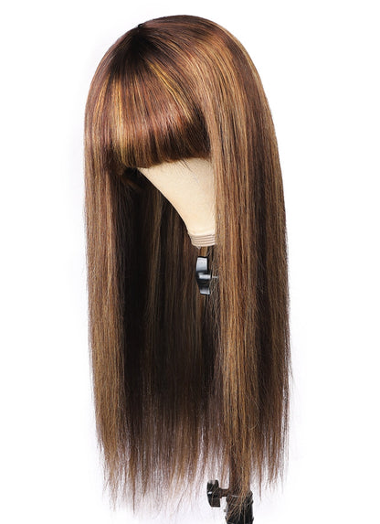 4*4 Closure Human Hair Lace Wig Raw Brazilian Human Hair P4/27 Straight for Black Women