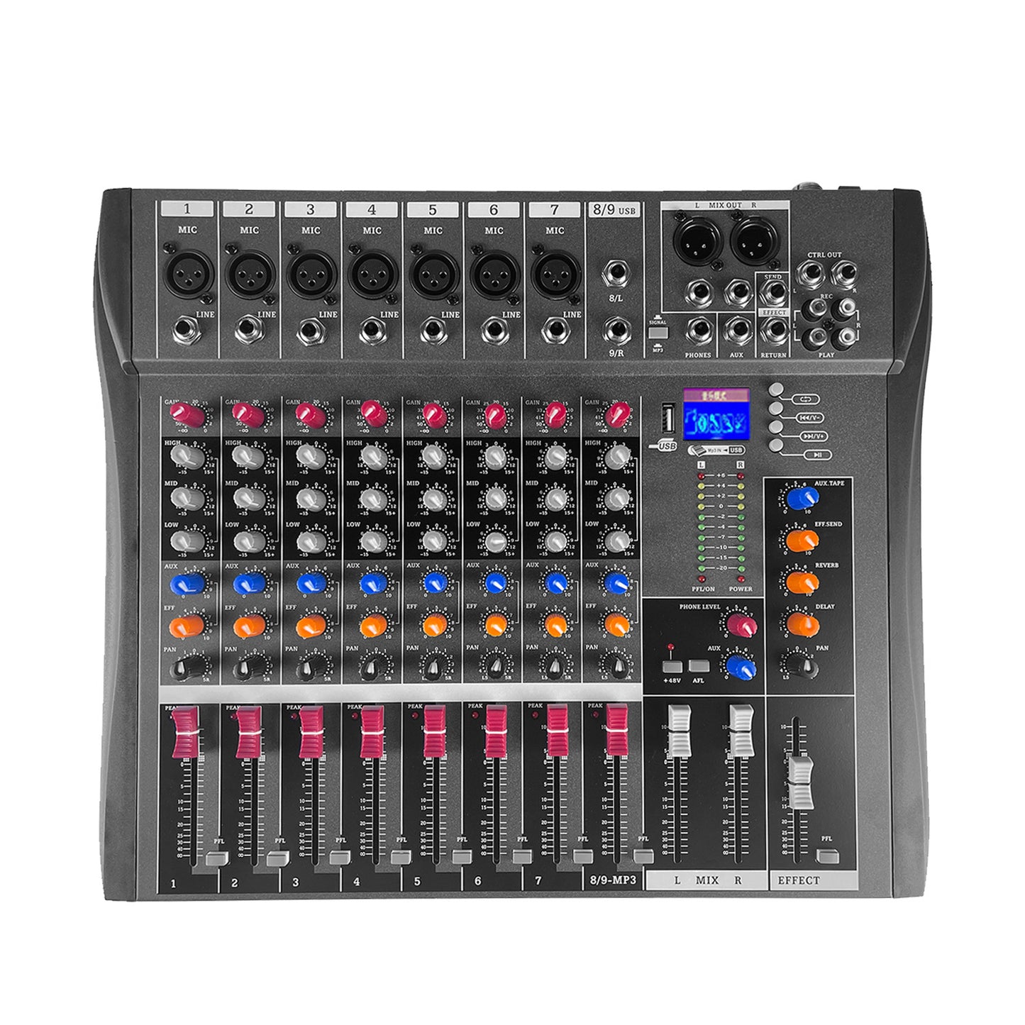 8 Channel Mixer With 48v Fantasy Power Supply Professional Stage Usb Bluetooth Reverb Mixer