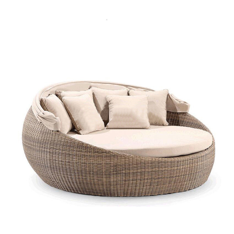 icker rattan round daybed with canopy patio furniture round luxury beach Sunbed