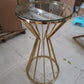 party rental gold stainless steel base glass top