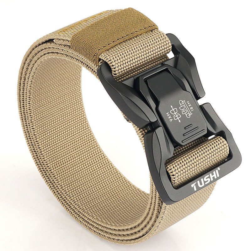 Men's Belt Alloy Buckle Training Nylon Belt Outdoor Versatile Tooling Quick Release Belt