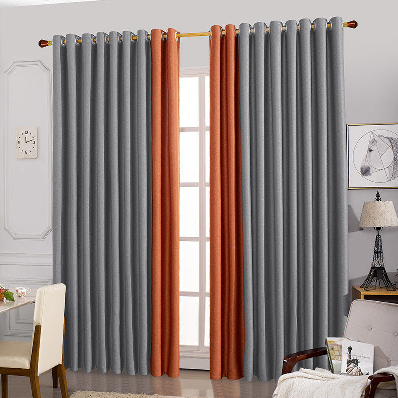 Double-Sided Linen Curtain Bedroom Soundproof Splicing Curtain Fabric Full Blackout Finished Curtain