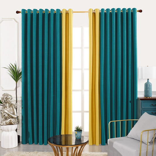 Double-Sided Linen Curtain Bedroom Soundproof Splicing Curtain Fabric Full Blackout Finished Curtain