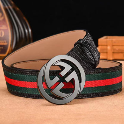 Men's Belt Cloth Pattern Embossed Double G Pure Cowhide Letter Pants Belt