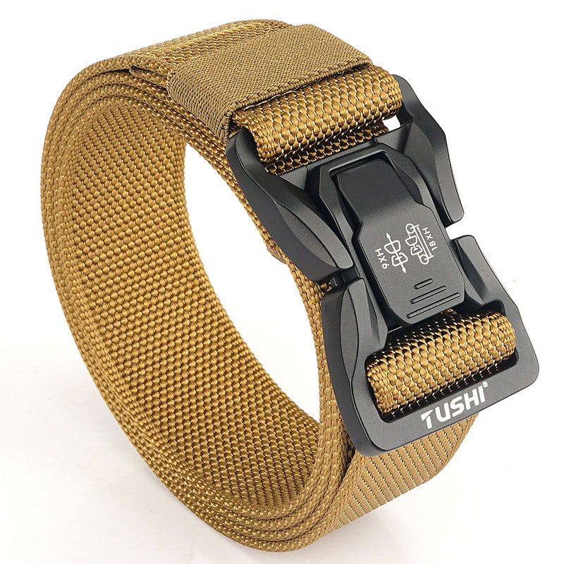 Men's Belt Alloy Buckle Training Nylon Belt Outdoor Versatile Tooling Quick Release Belt