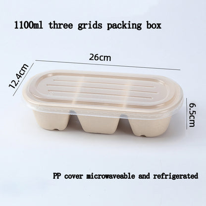 Disposable Lunch Box Paper Lunch Box Degradable Microwave Heating Three-Compartment Takeaway Packing Box