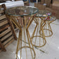 party rental gold stainless steel base glass top