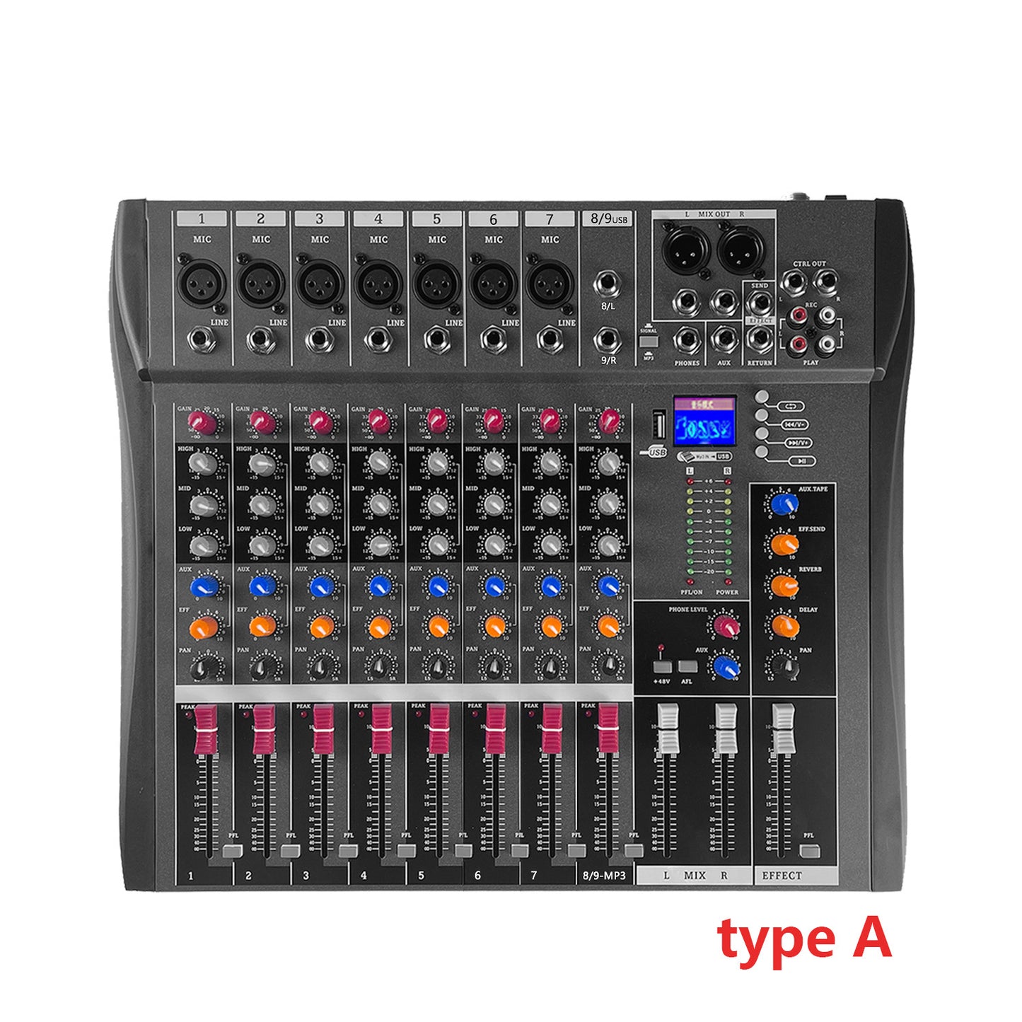 8 Channel Mixer With 48v Fantasy Power Supply Professional Stage Usb Bluetooth Reverb Mixer