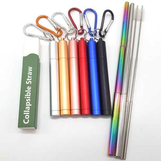Portable retractable straw