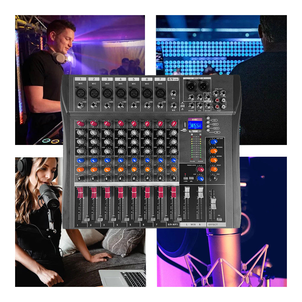 8 Channel Mixer With 48v Fantasy Power Supply Professional Stage Usb Bluetooth Reverb Mixer