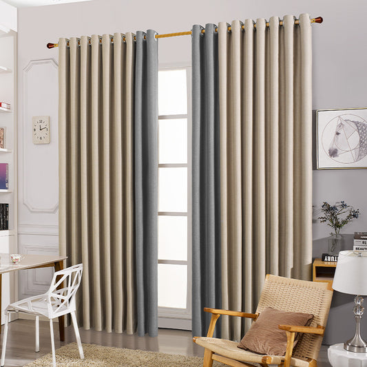 Double-Sided Linen Curtain Bedroom Soundproof Splicing Curtain Fabric Full Blackout Finished Curtain