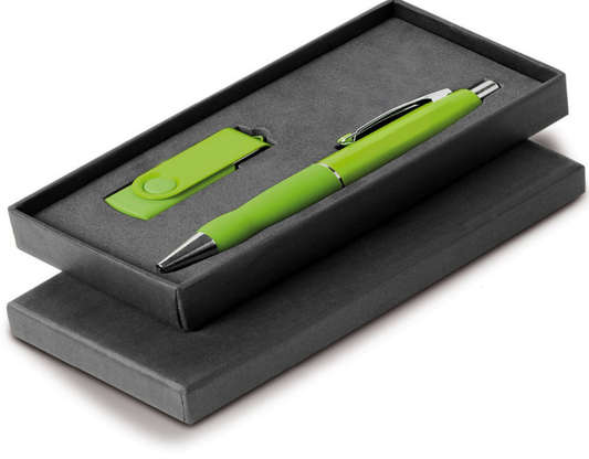 Advertising gift-Green 2pcs, USB flash disk and pen