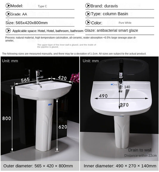 Ceramic Pedestal Basin Vertical Wash Basin Basin Outdoor Wash Station