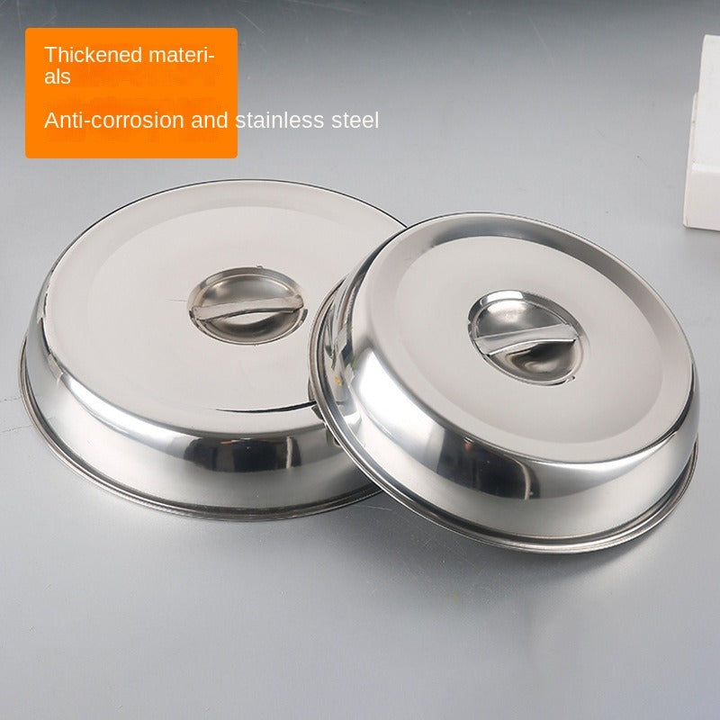Stainless Steel Iron Plate Cover Steak Round Cover Thickened Restaurant Table Vegetable Cover